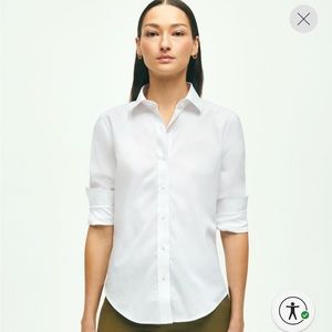 Brooks Brothers Fitted Non-Iron Stretch Supima® Cotton Dress Shirt. Sz 4. White